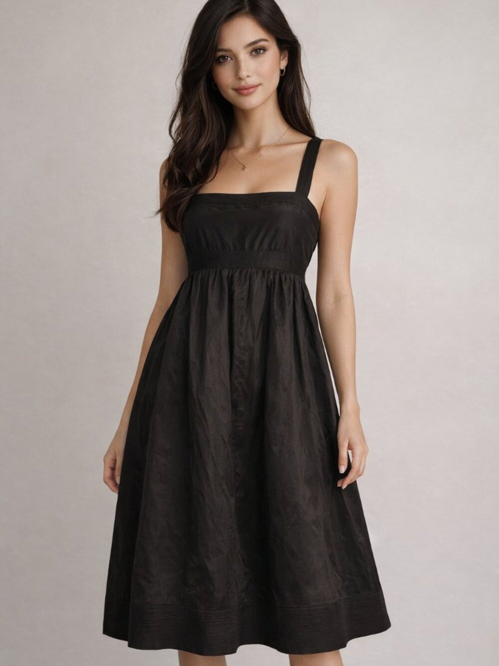 J Crew Silk Dress Women 6 Fit Flare Midi Dark Brown High Waist Criss Cross Back